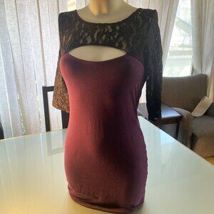 Vintage Victoria's Secret Bra Tops Purple and Black Lace Mini Dress Size S Small